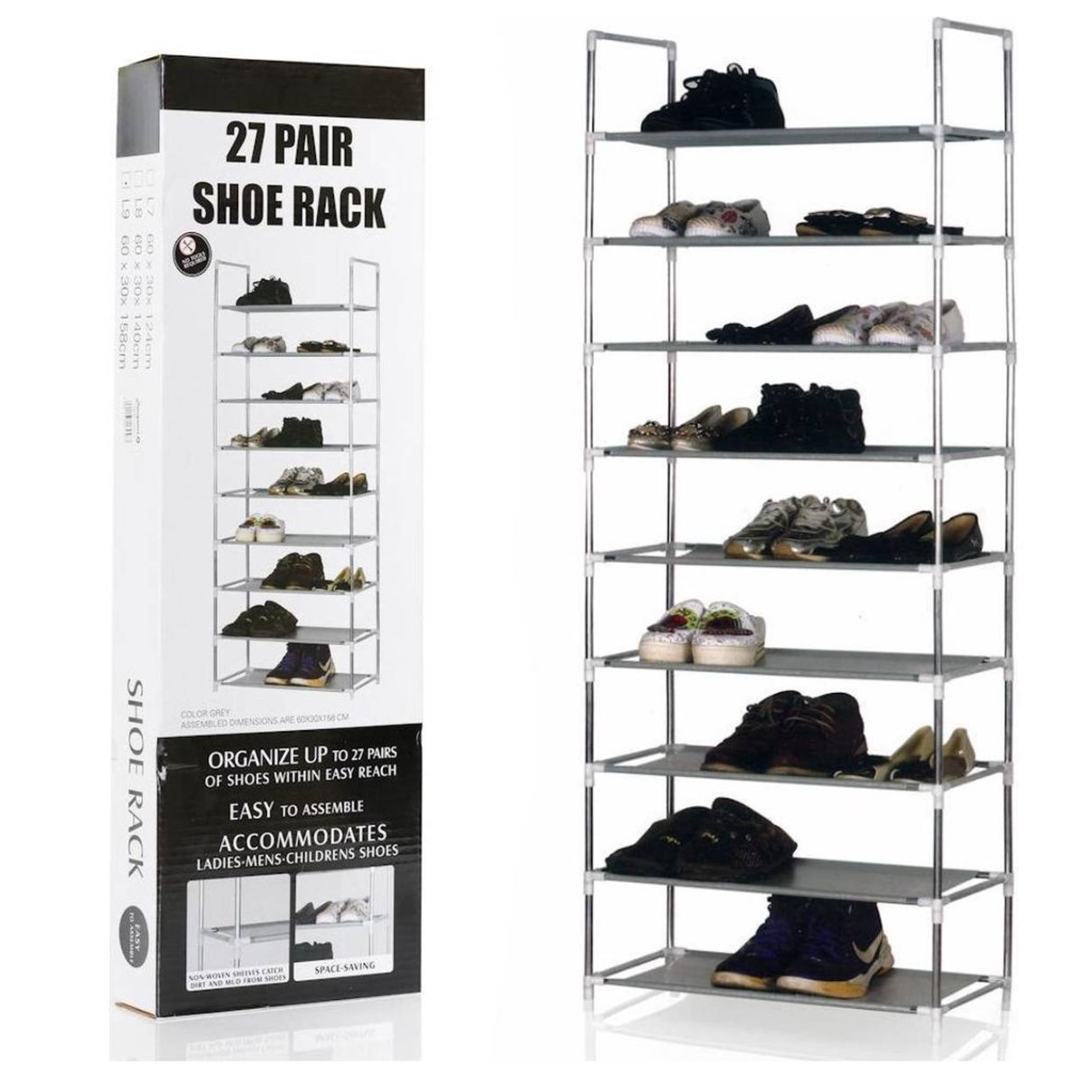 GENERICO - Zapatero Organizador 27 Pares 9 Niveles Metal Plastico