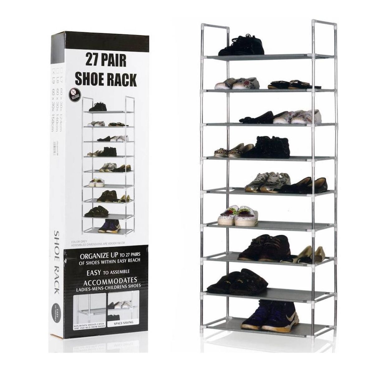 GENERICO - Zapatero Organizador 27 Pares 9 Niveles Metal Plastico