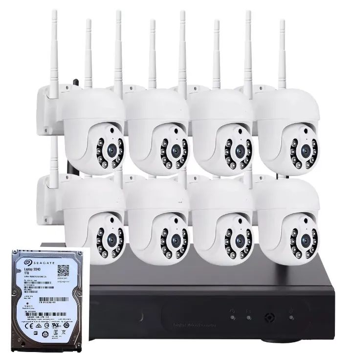 Kit 8 Camaras Profesional Ip Audio 355o Colorvu Con Disco Duro 1 Terabyte