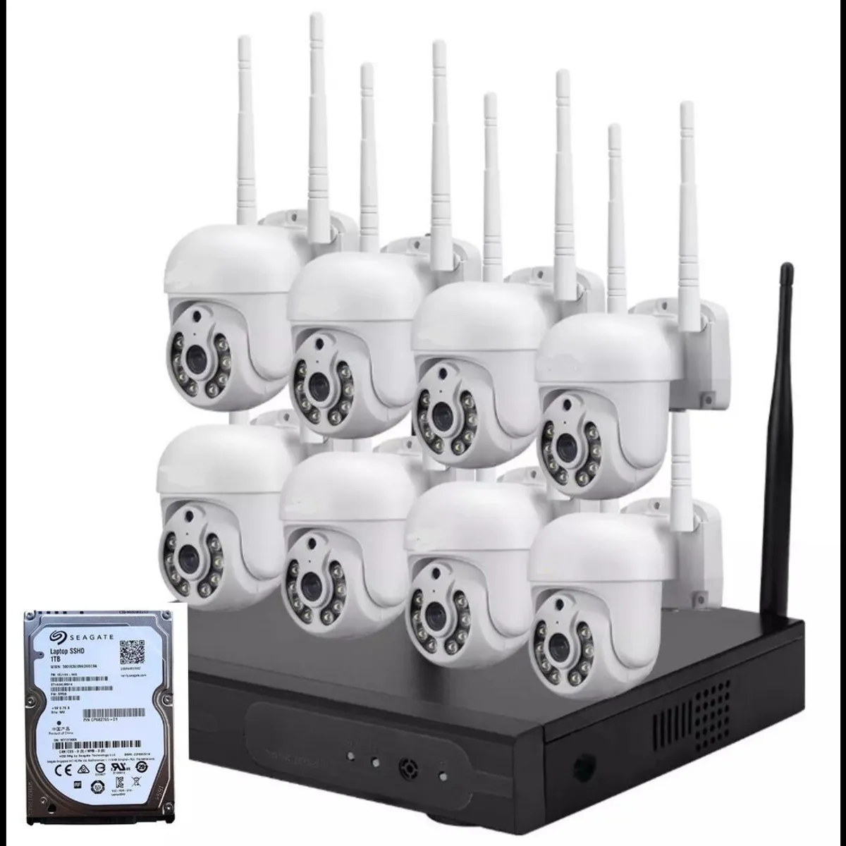 ARTIHOGAR - Kit 8 Cámaras Profesional Ip Audio 355º Colorvu Con Disco Duro  1 Terabyte