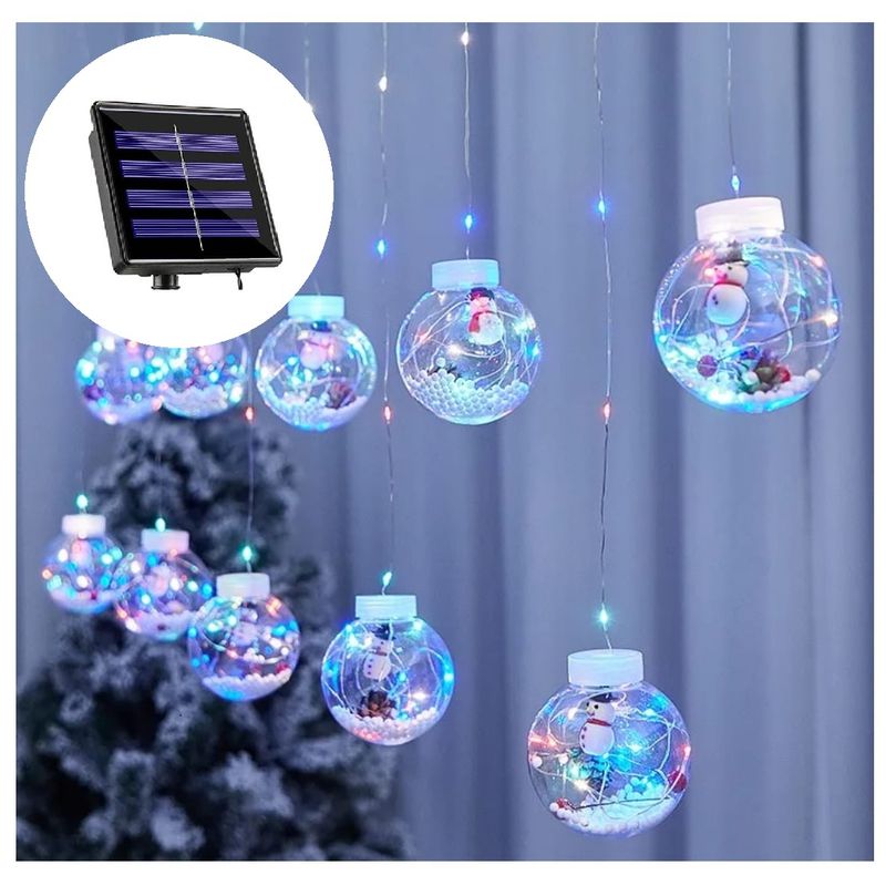 GENERICO - Guirnalda Solar 3 metros Cortina Led Luces 10 Bolas Multicolor
