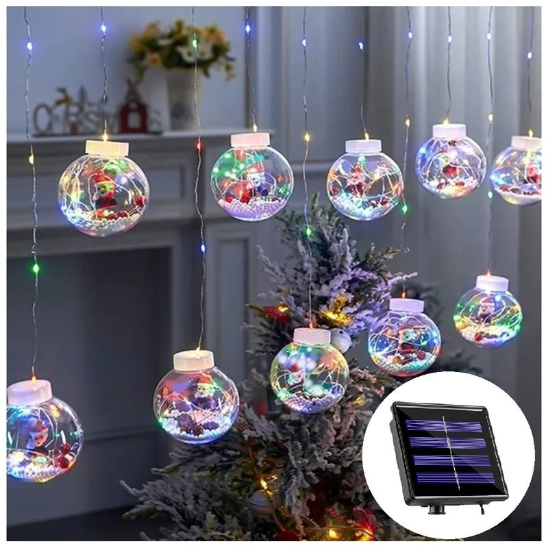 GENERICO - Guirnalda Solar 3 metros Cortina Led Luces 10 Bolas Multicolor