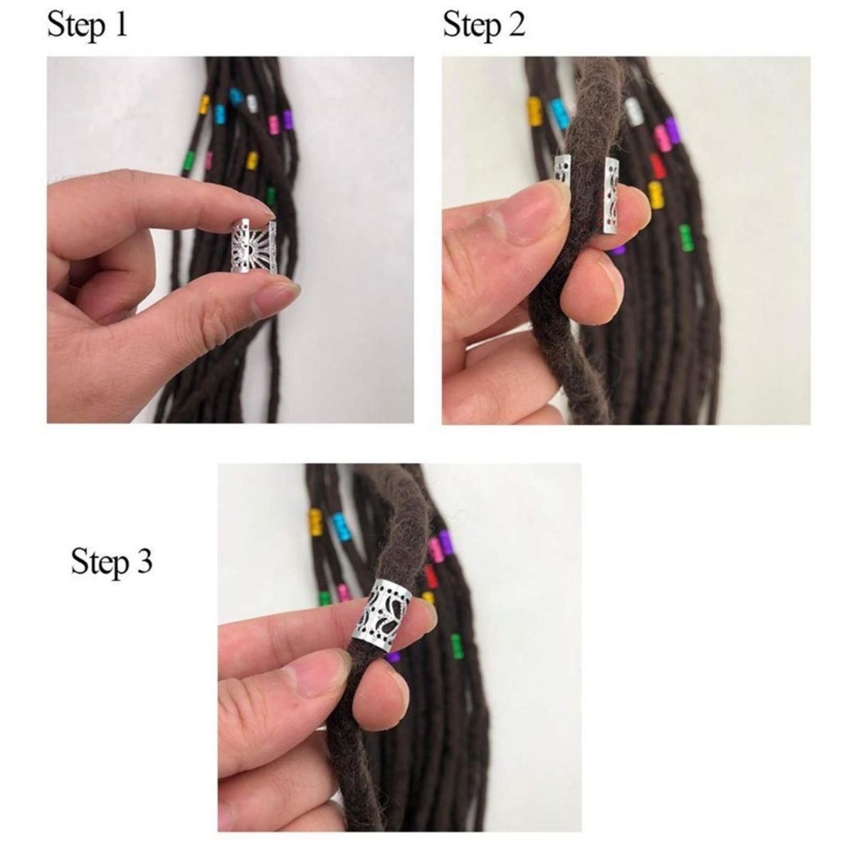GENERICO - 100 Unids Dreadlocks Pelo Trenzado Puños Cuentas Pelo Trenzado Clip.
