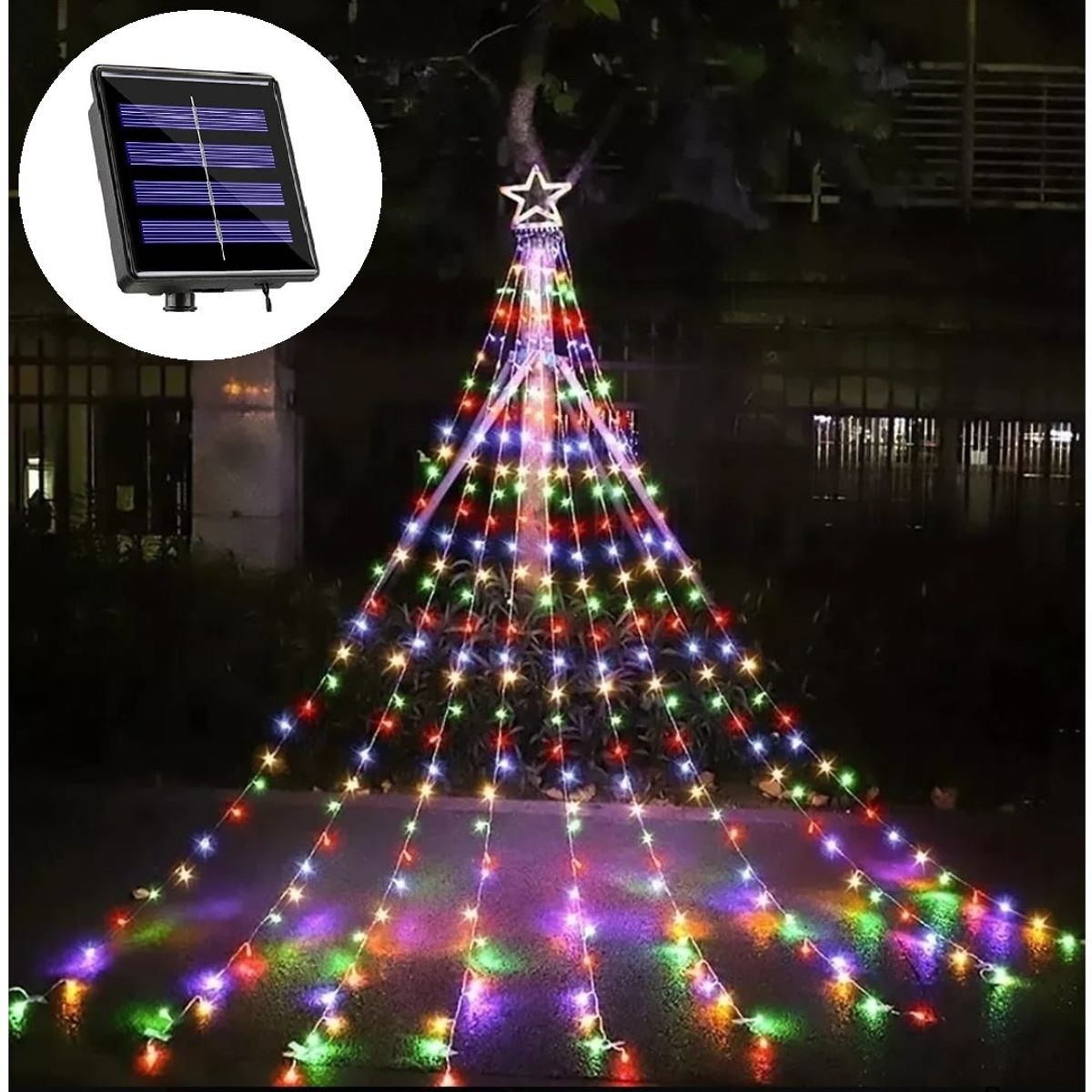 GENERICO - Luz Cortina Solar Navidad Estrella Guirnalda Luces Multicolor