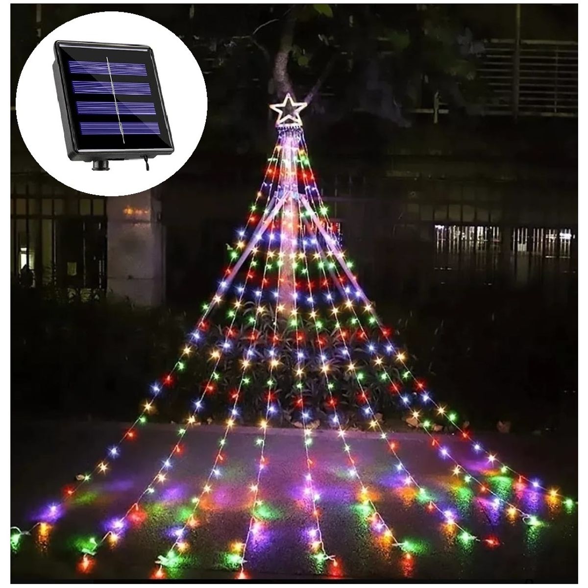 GENERICO - Luz Cortina Solar Navidad Estrella Guirnalda Luces Multicolor