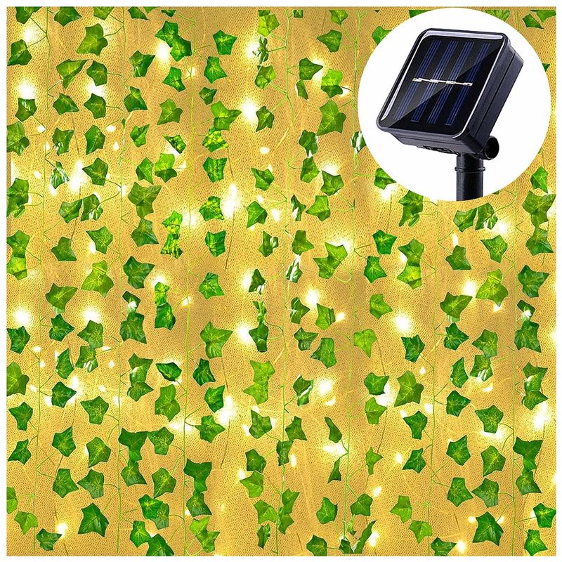 GENERICO - Guirnalda Solar Hojas Led Luz Cálida 3 Mts de Largo