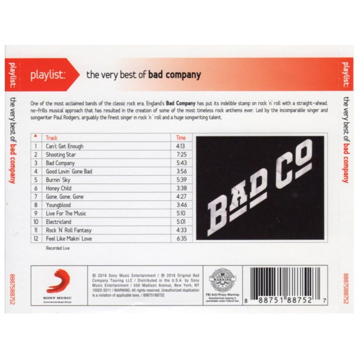 HITWAY MUSIC - BAD COMPANY - PLAYLIST: THE VERY BEST OF - CD HITWAY MUSIC
