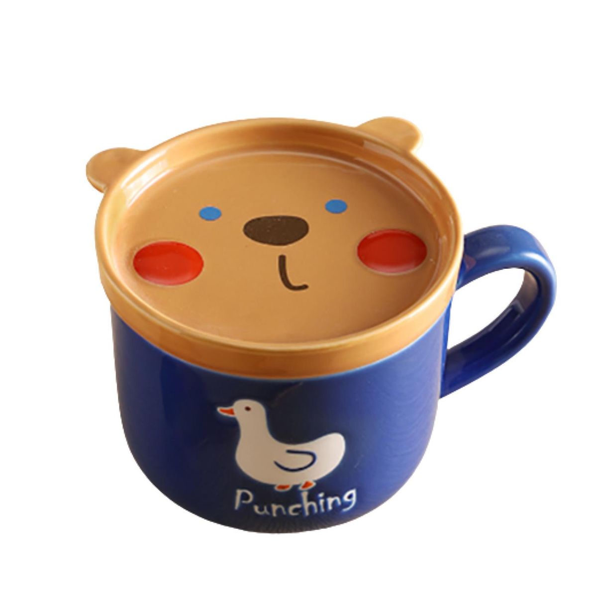 GENERICO - Tazon Taza Mas Plato De Ceramica Azul Oso Japones