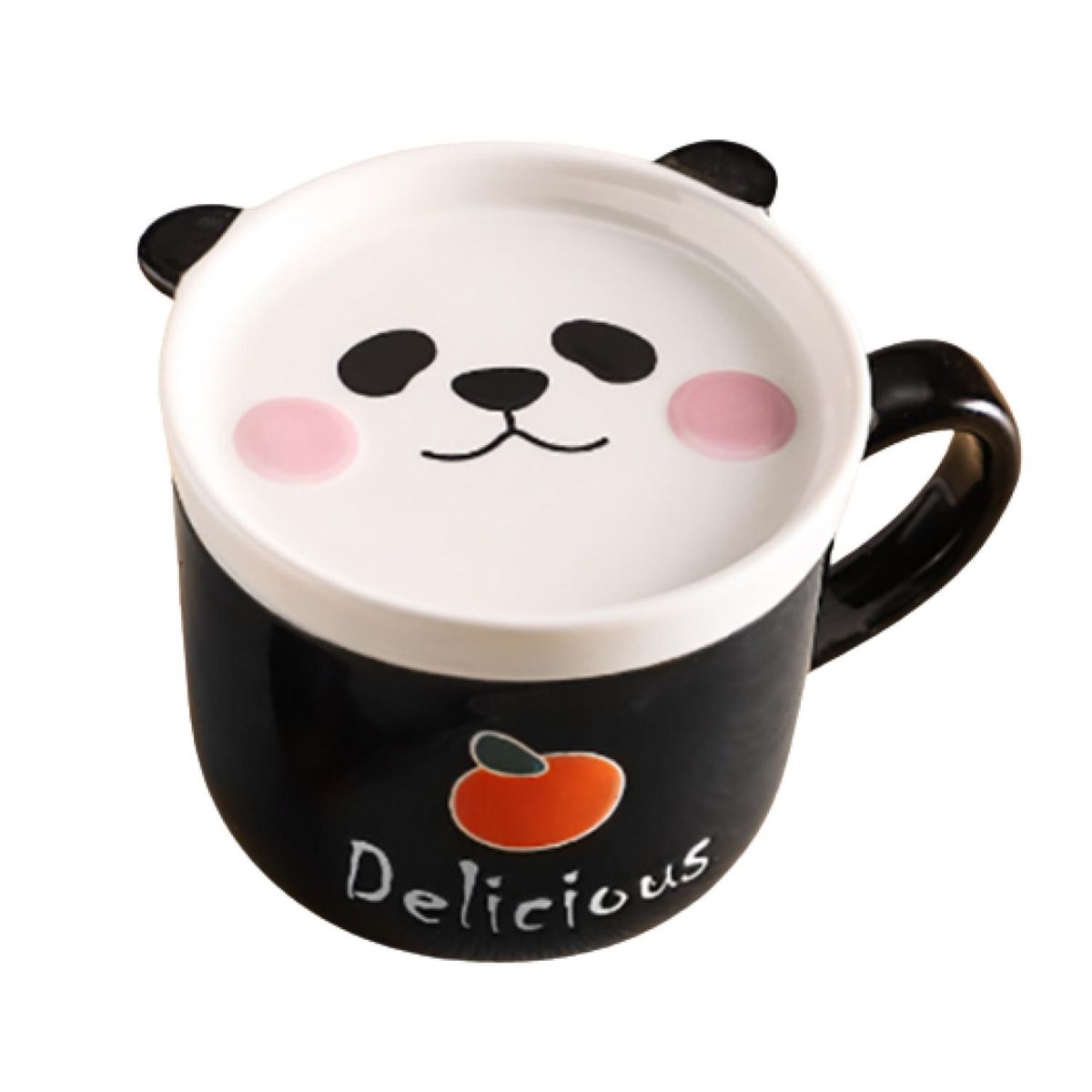GENERICO - Tazon Taza Mas Plato De Ceramica Negro Panda Japones