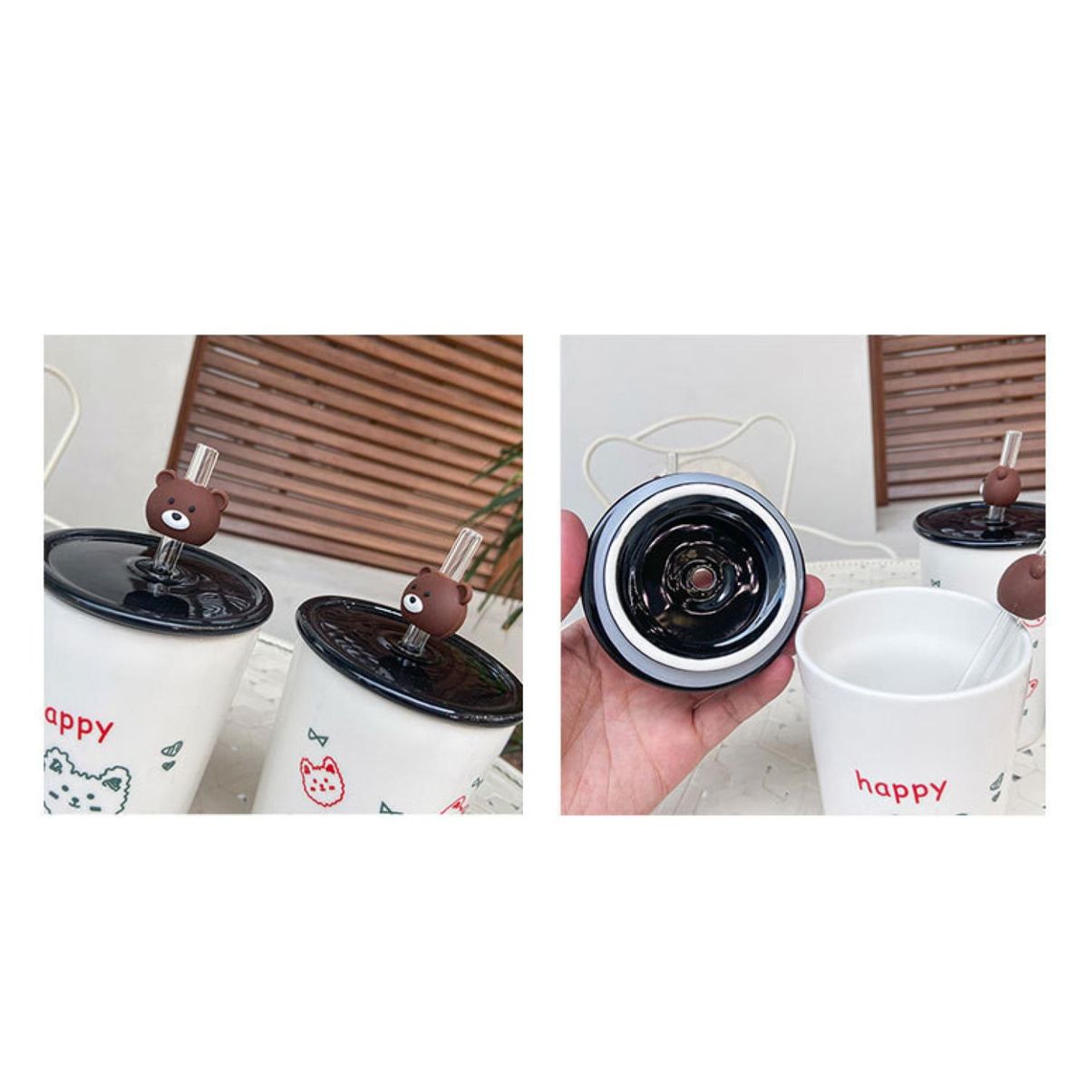 GENERICO - Tazon Taza 400ml Bombilla Ceramica Diseño Ositos