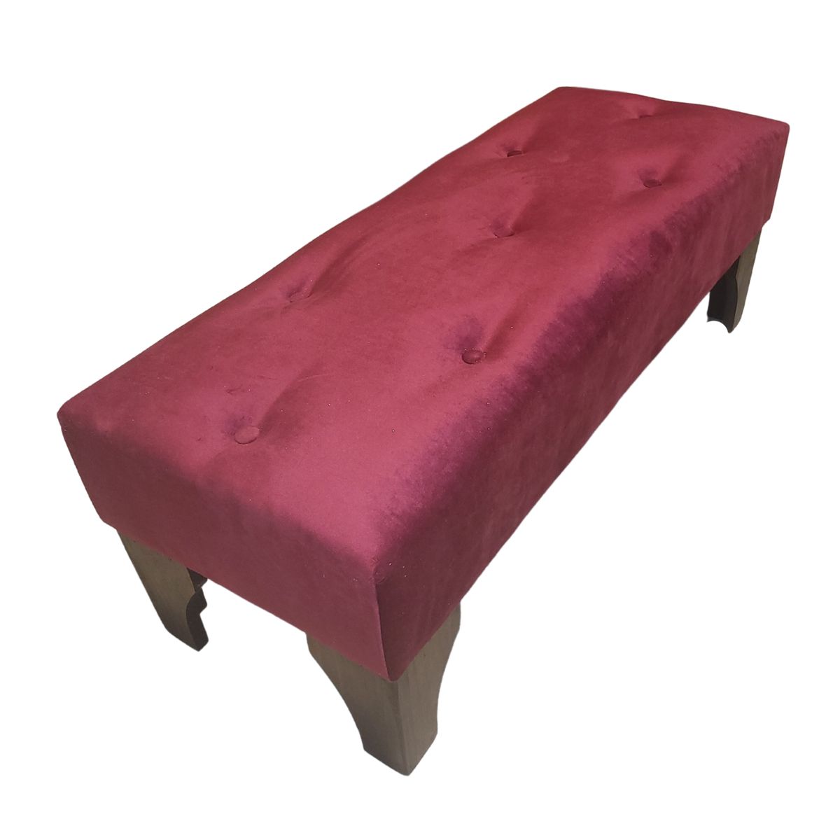 GENERICO - Banqueta Botone Burdeo Felpa 100x40x40 Muebles Rimar