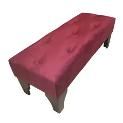 GENERICO - Banqueta Botone Burdeo Felpa 100x40x40 Muebles Rimar