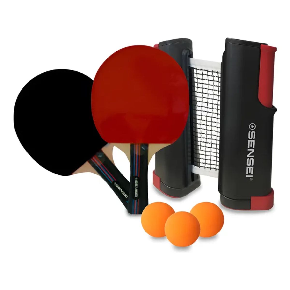 SENSEI - Set Ping Pong 2 Paletas+red Retráctil+3 Pelotas Sensei
