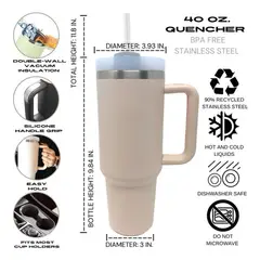 GENERICO - Vaso Térmico Tumbler Acero Inoxidable 1 Lt Quencher Inoxidable Azul