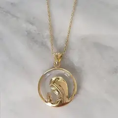 JOYAS VALDES GARCIA - Medalla Virgen Niña cristal y oro de 18 kilates 12mm