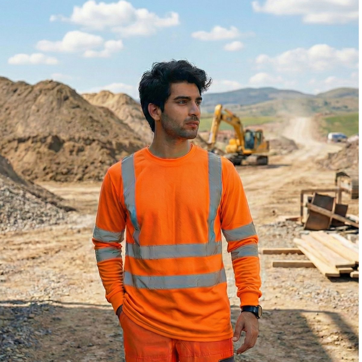 T-WORLD - Polera Dry Fit Reflectante Manga Larga Hombre UPF50+ Trabajo