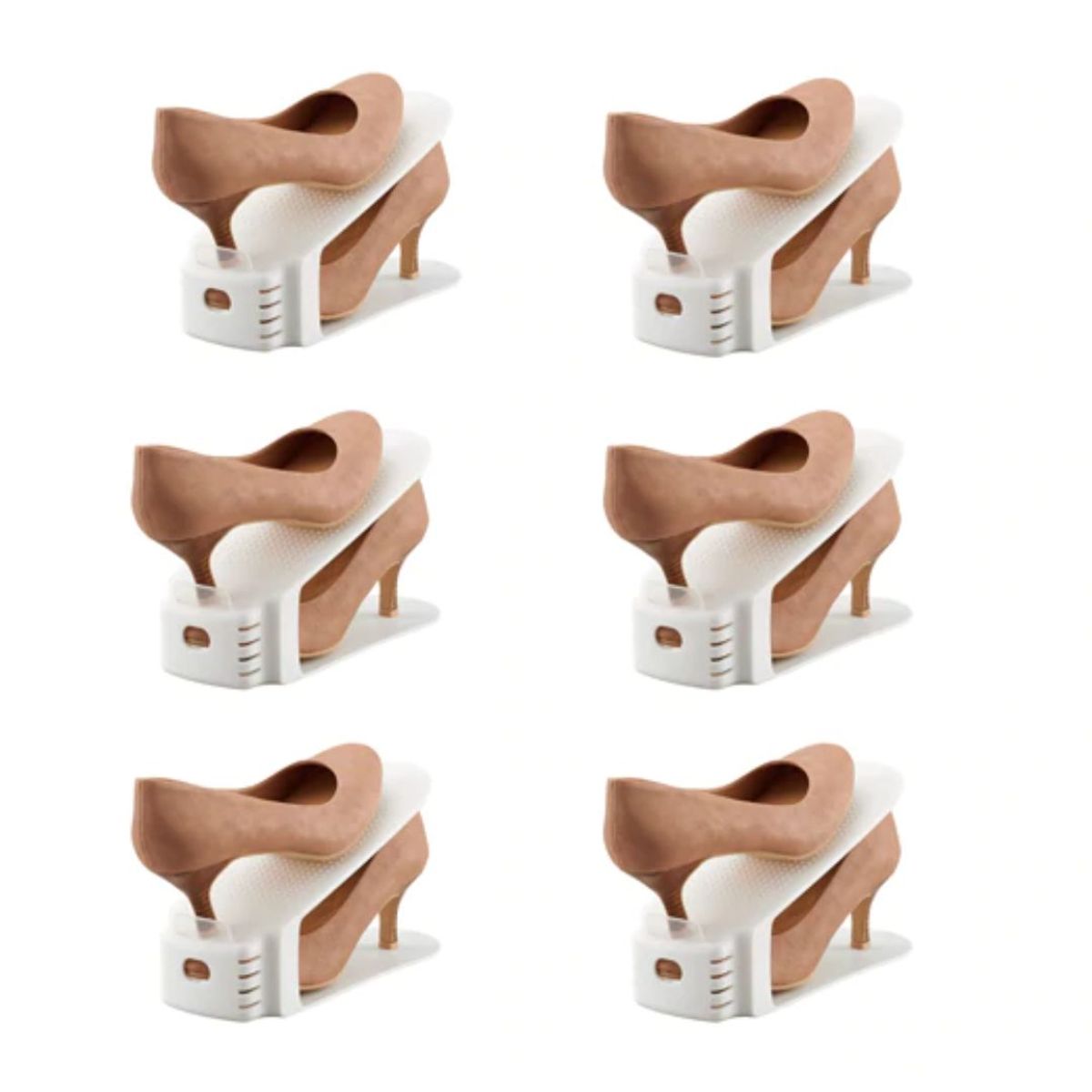 LIKE-IT - Set de 6 organizadores de zapatos anchos Like-It. Duplica el espacio de guardado. Fabricado en Japón.