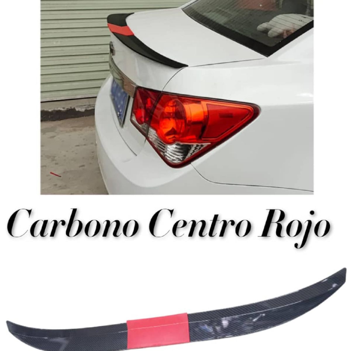 GENERICO - Lip Alerón maletero para auto universal carbono centro rojo