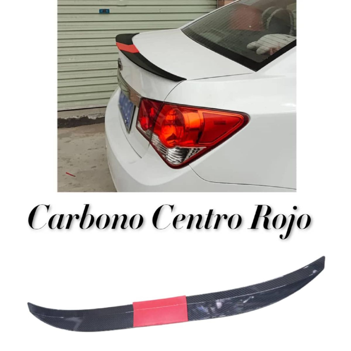 GENERICO - Lip Alerón maletero para auto universal carbono centro rojo