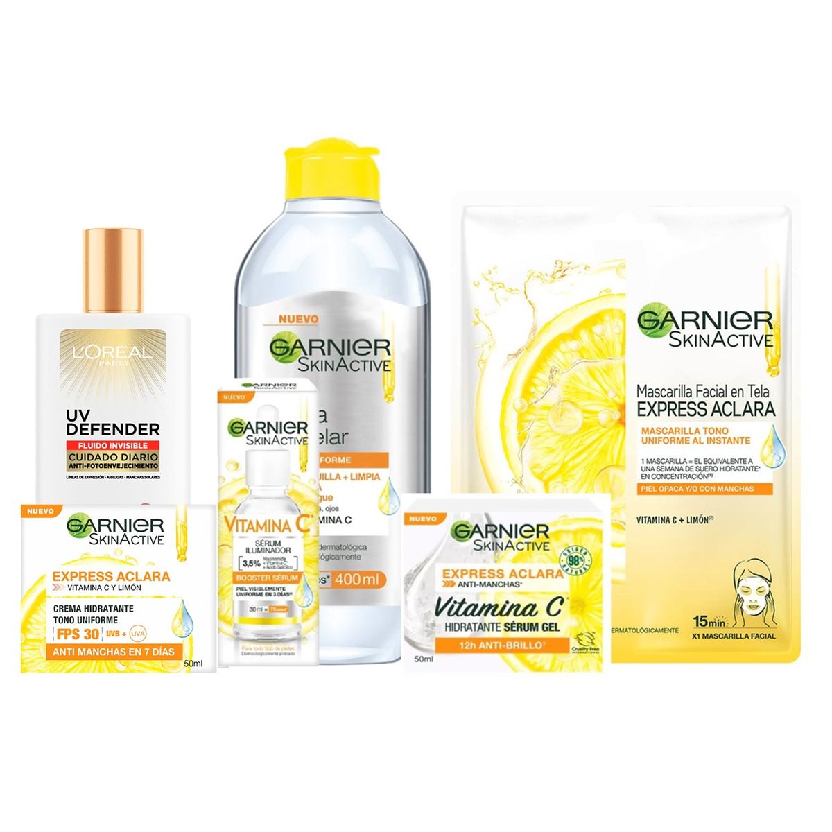 GENERICO - Pack Facial Express Aclara Vit. C Garnier + UV Defender F50.