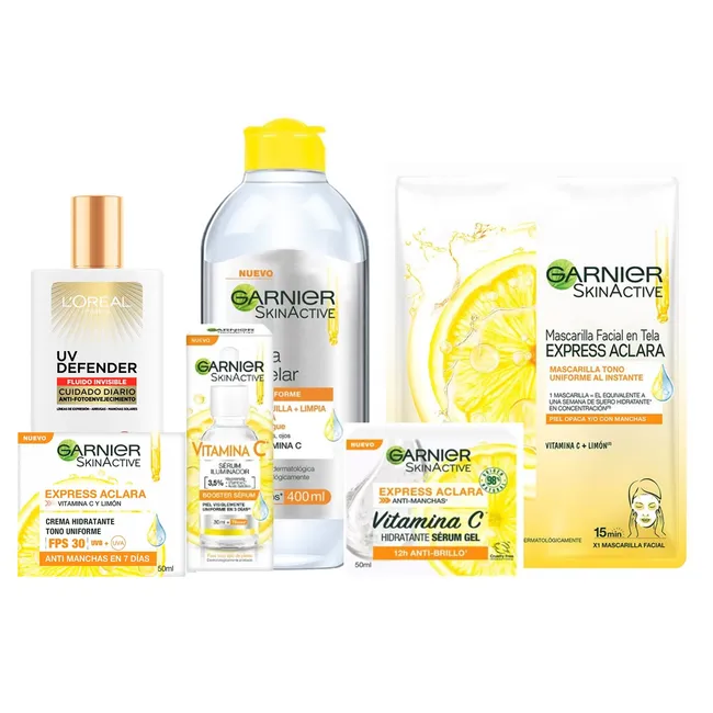 GENERICO - Pack Facial Express Aclara Vit. C Garnier + UV Defender F50.
