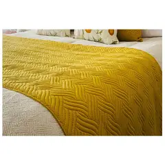 COMPRAPO - Piecera Plush Diseño Mostaza 210x70 para King o 2Plazas