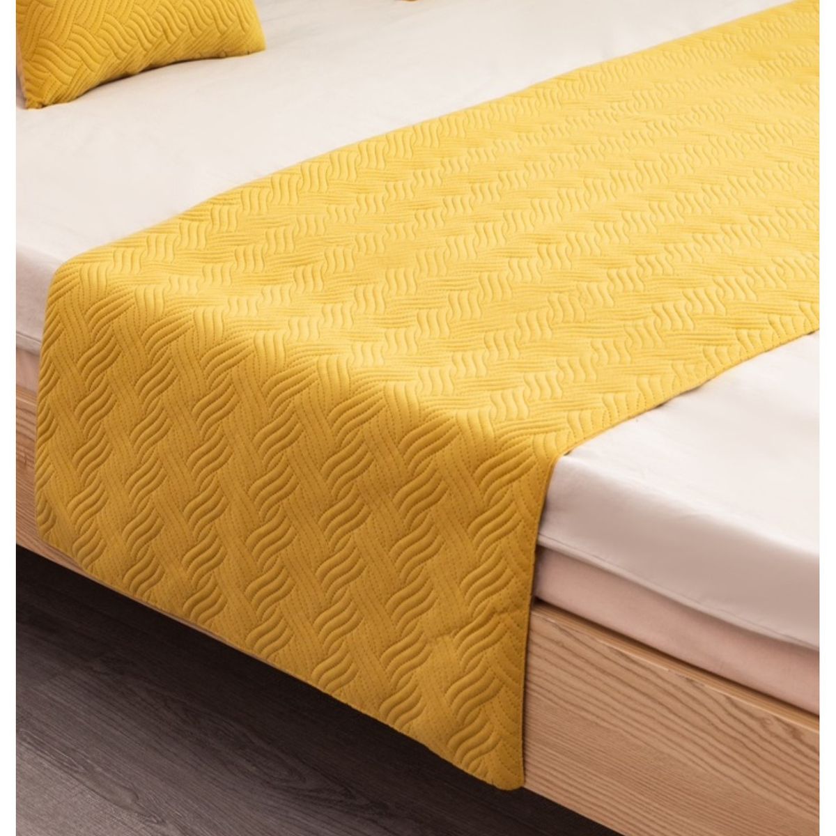 COMPRAPO - Piecera Plush Diseño Mostaza 210x70 para King o 2Plazas