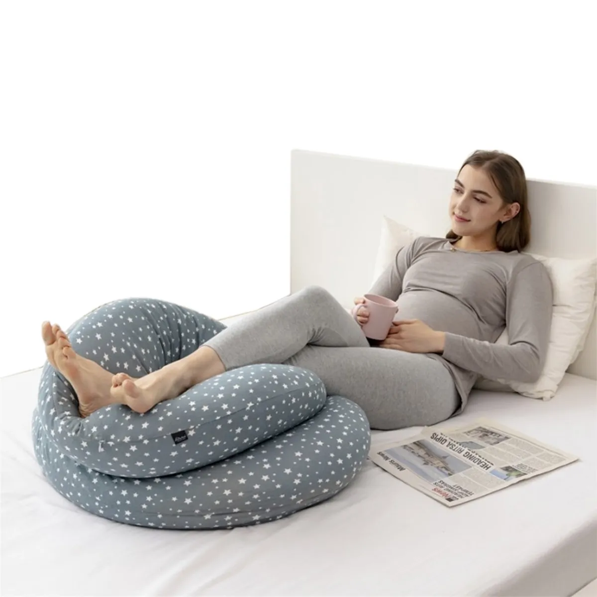 BABYLUNA - Cojín Almohada Maternal con Funda Extra Suave Diseño Estrella