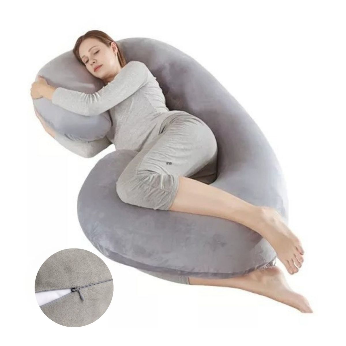 BABYLUNA - Cojín Almohada Maternal con Funda Extra Suave Gris