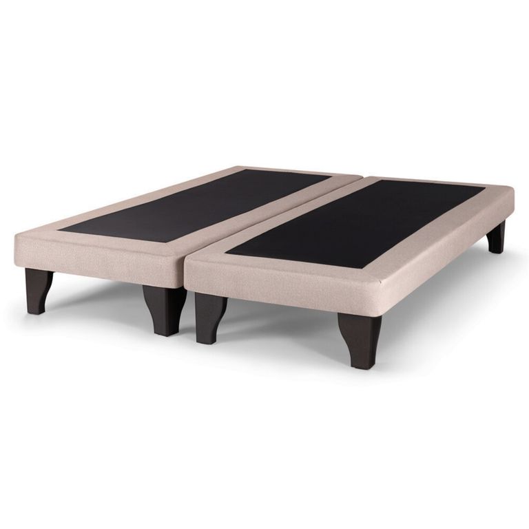 Base De Cama Europea King Beige Felpa