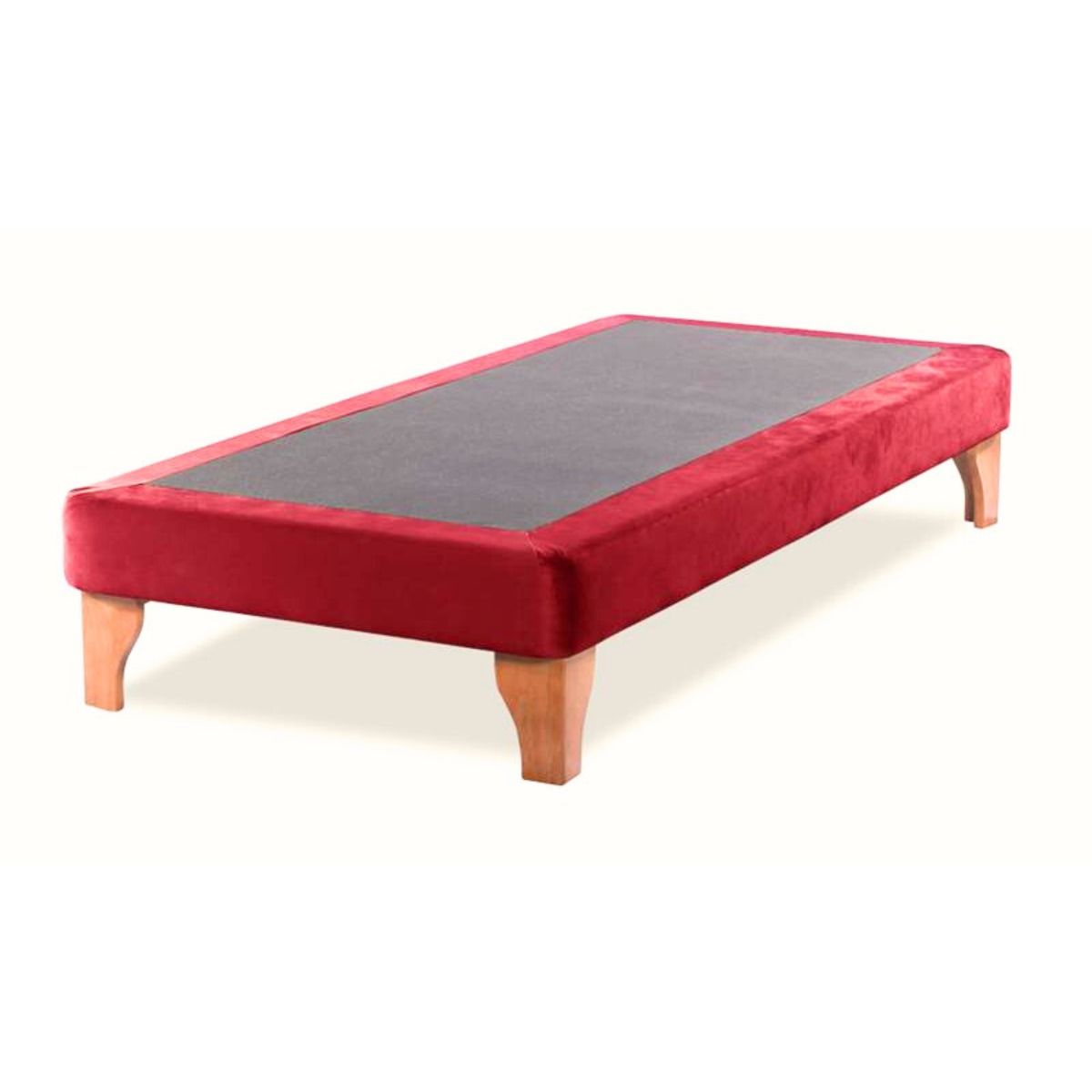 DULCES SUEÑOS - Base De Cama Europea 1 Plaza 190X90 Rojo Felpa