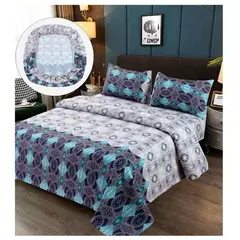 GENERICO - Sabanas Premium 100% Algodón 1.5 Plazas - Azul Blanco