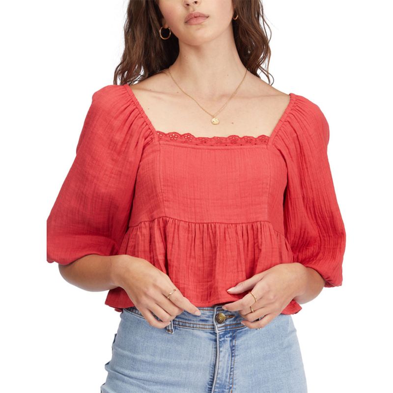 BILLABONG - Blusa M/C Cross My Heart J Wvt Rojo Mujer BILLABONG