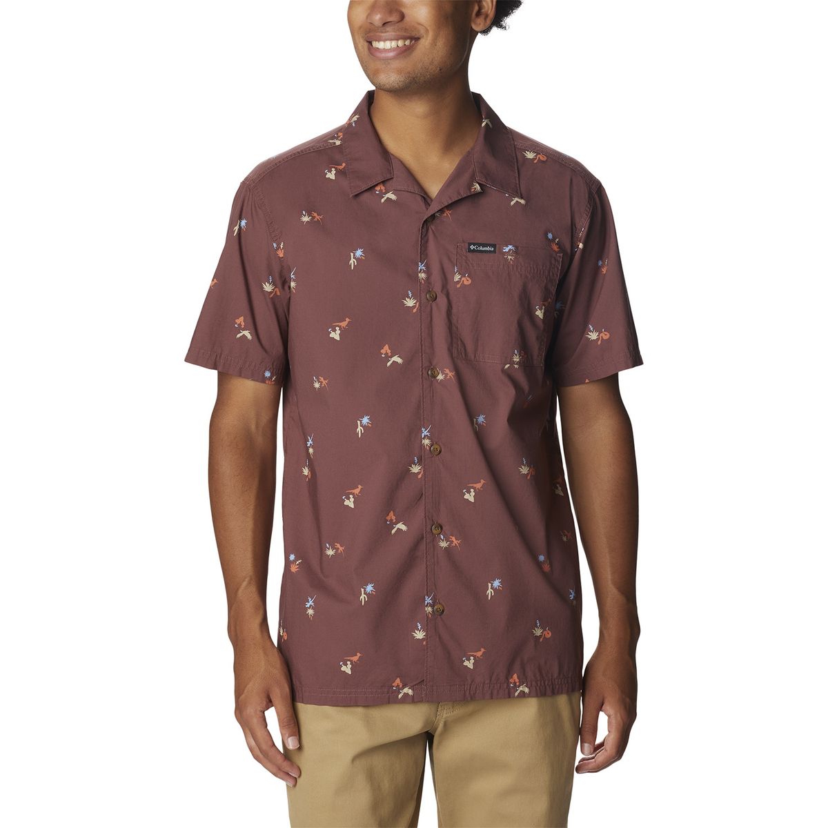 COLUMBIA - Camisa M/C Pine Canyon Short S Burdeo Hombre COLUMBIA