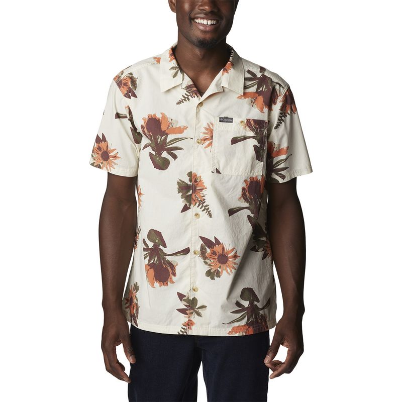 COLUMBIA - Camisa M/C Pine Canyon Short S Crema Hombre COLUMBIA