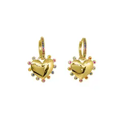 ANDREA COGGIOLA JOYAS - Argollas Corazón Colgante Circón Colores Enchapado Oro 18K