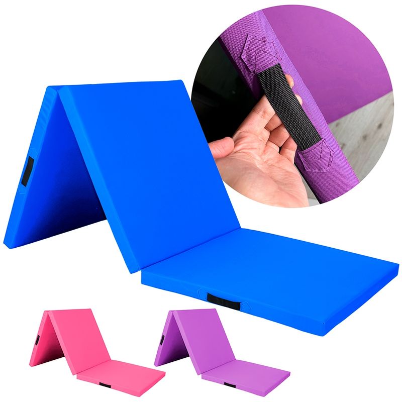 GENERICO - Colchoneta Ejercicio Plegable Triple Oxford 180x60cm Azul