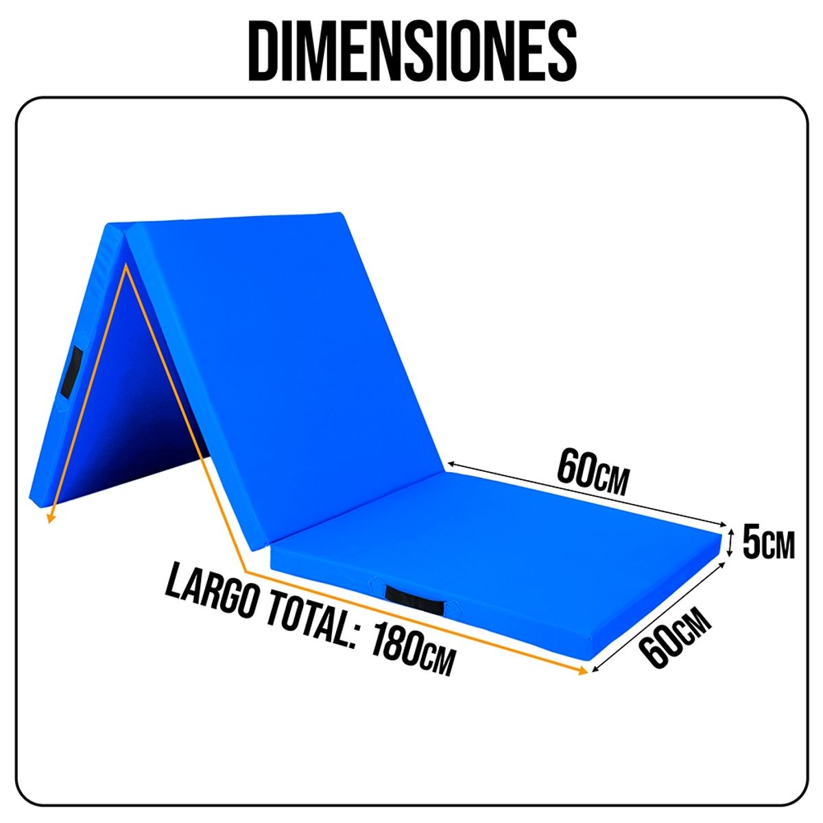 GENERICO - Colchoneta Ejercicio Plegable Triple Oxford 180x60cm Azul