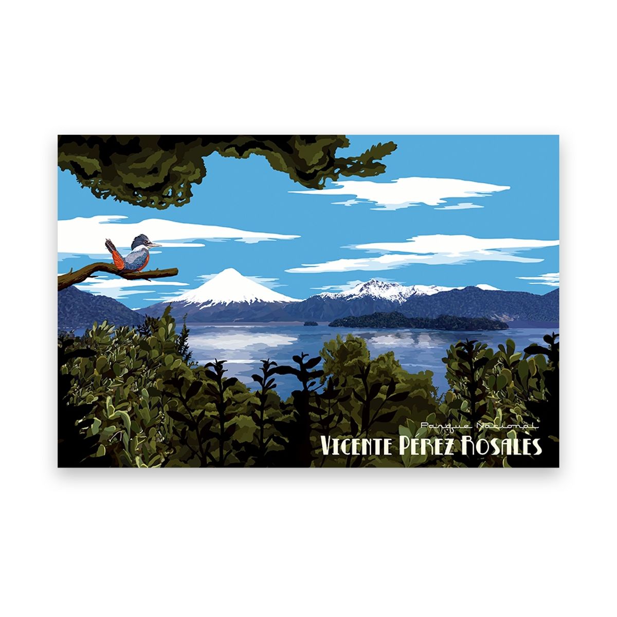 LENGA - Ilustración Lago Todos Los Santos - Vicente Perez Rosales - Amanecer