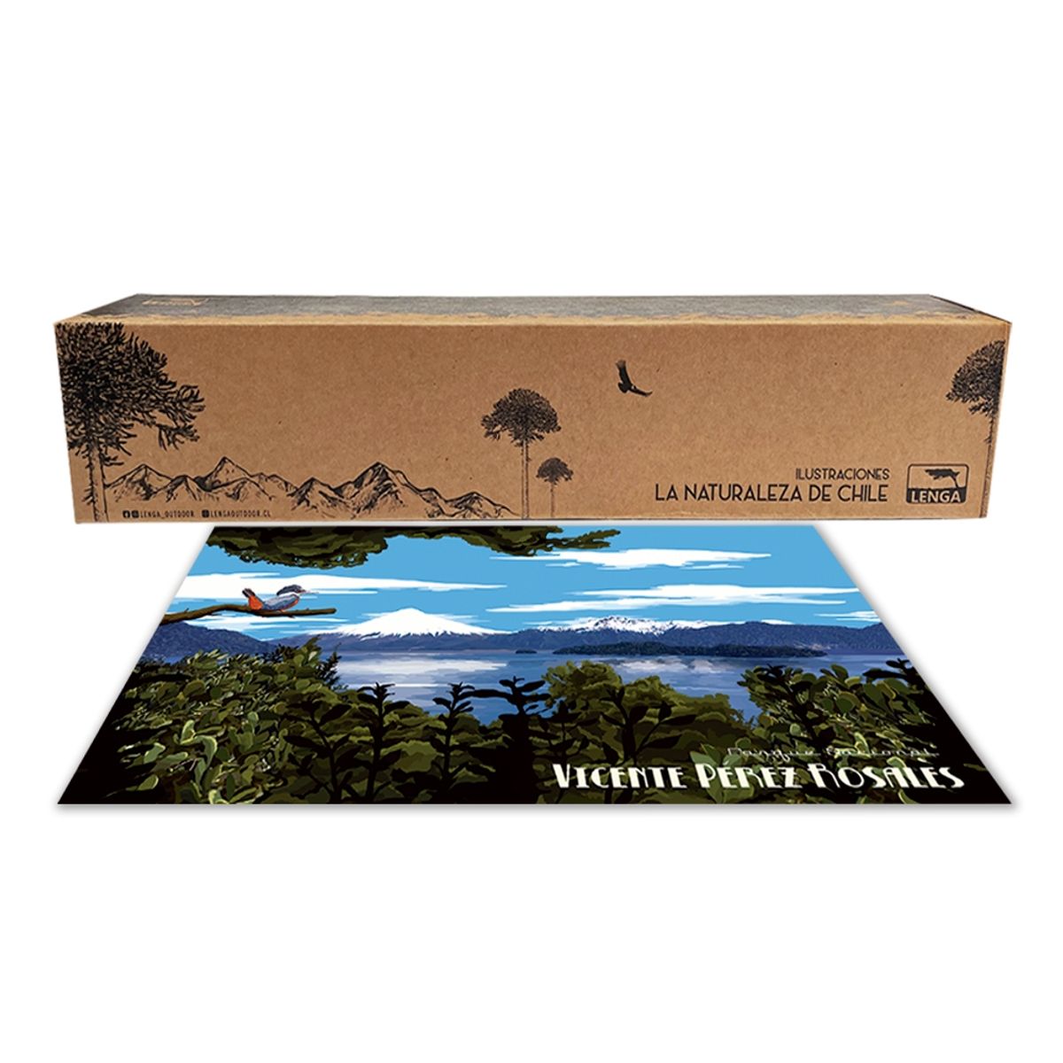 LENGA - Ilustración Lago Todos Los Santos - Vicente Perez Rosales - Amanecer