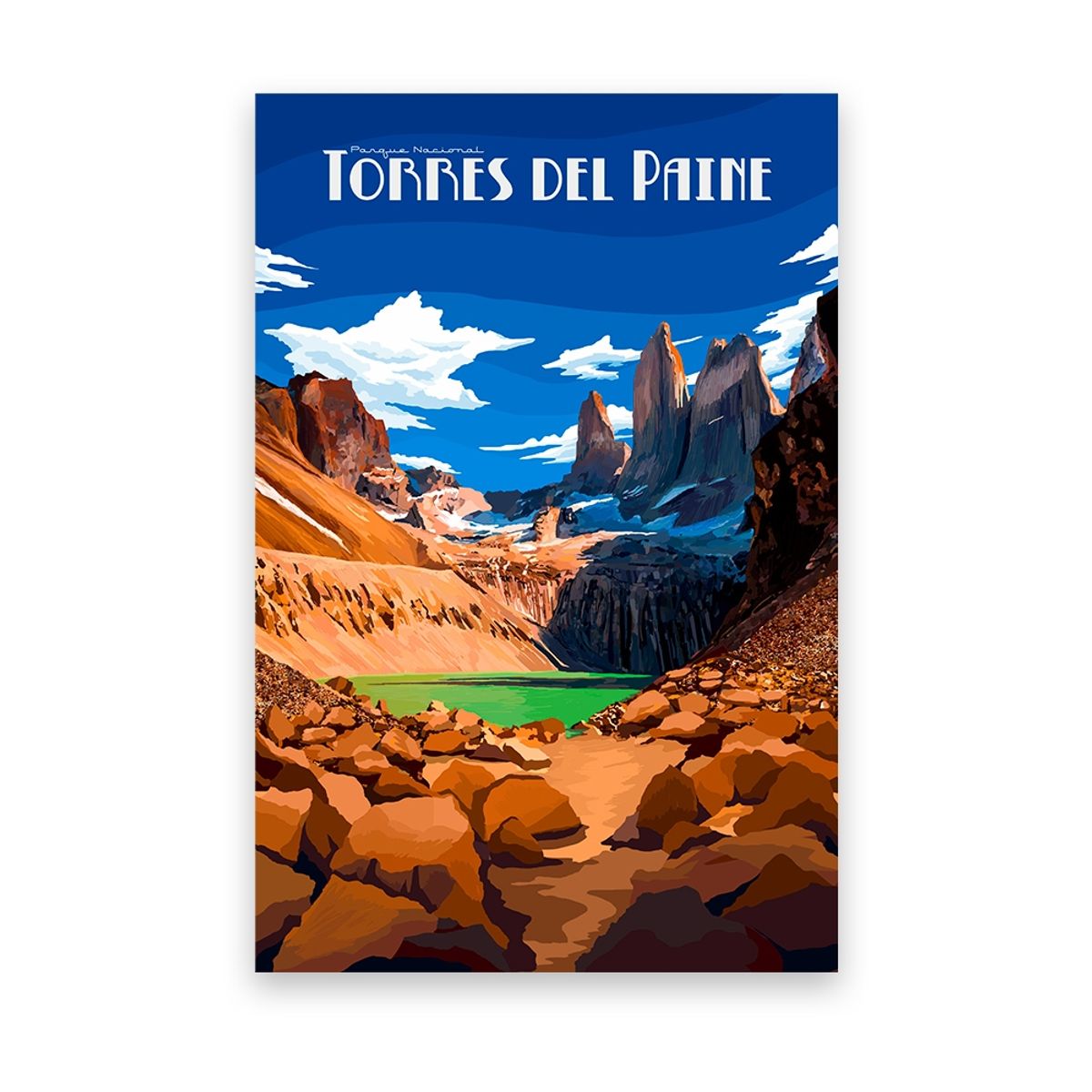 LENGA - Ilustración Parque Nacional Torres Del Paine - Mirador Base