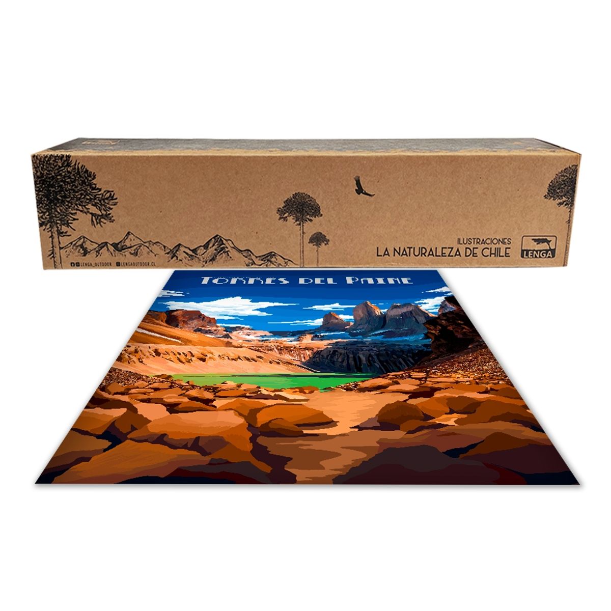 LENGA - Ilustración Parque Nacional Torres Del Paine - Mirador Base