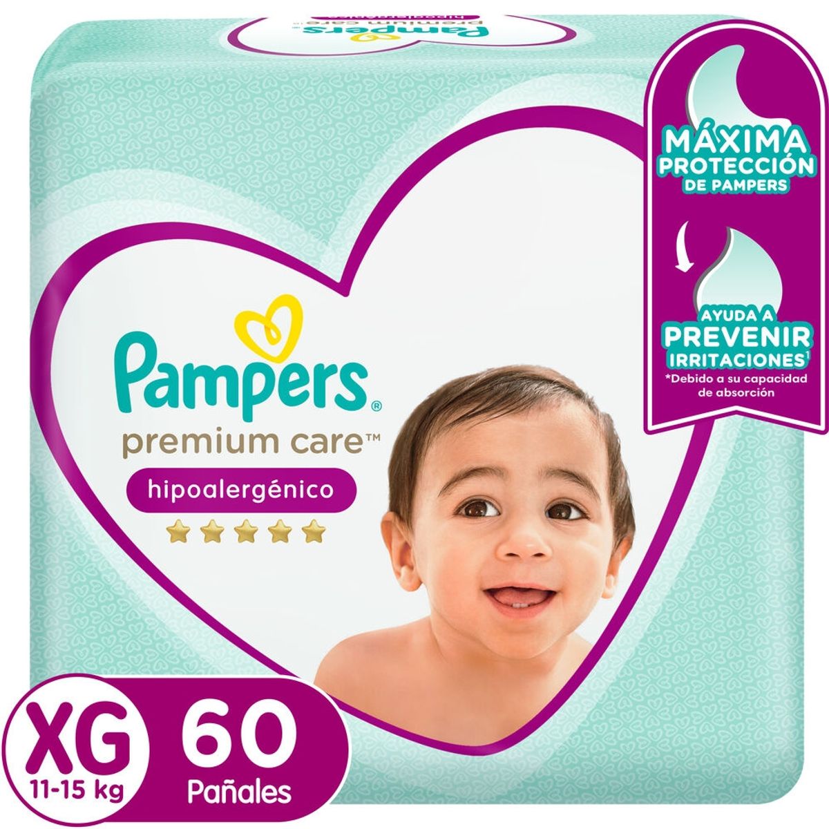 PAMPERS - Pañales Pampers Premium Care Talla XG 60 Unidades