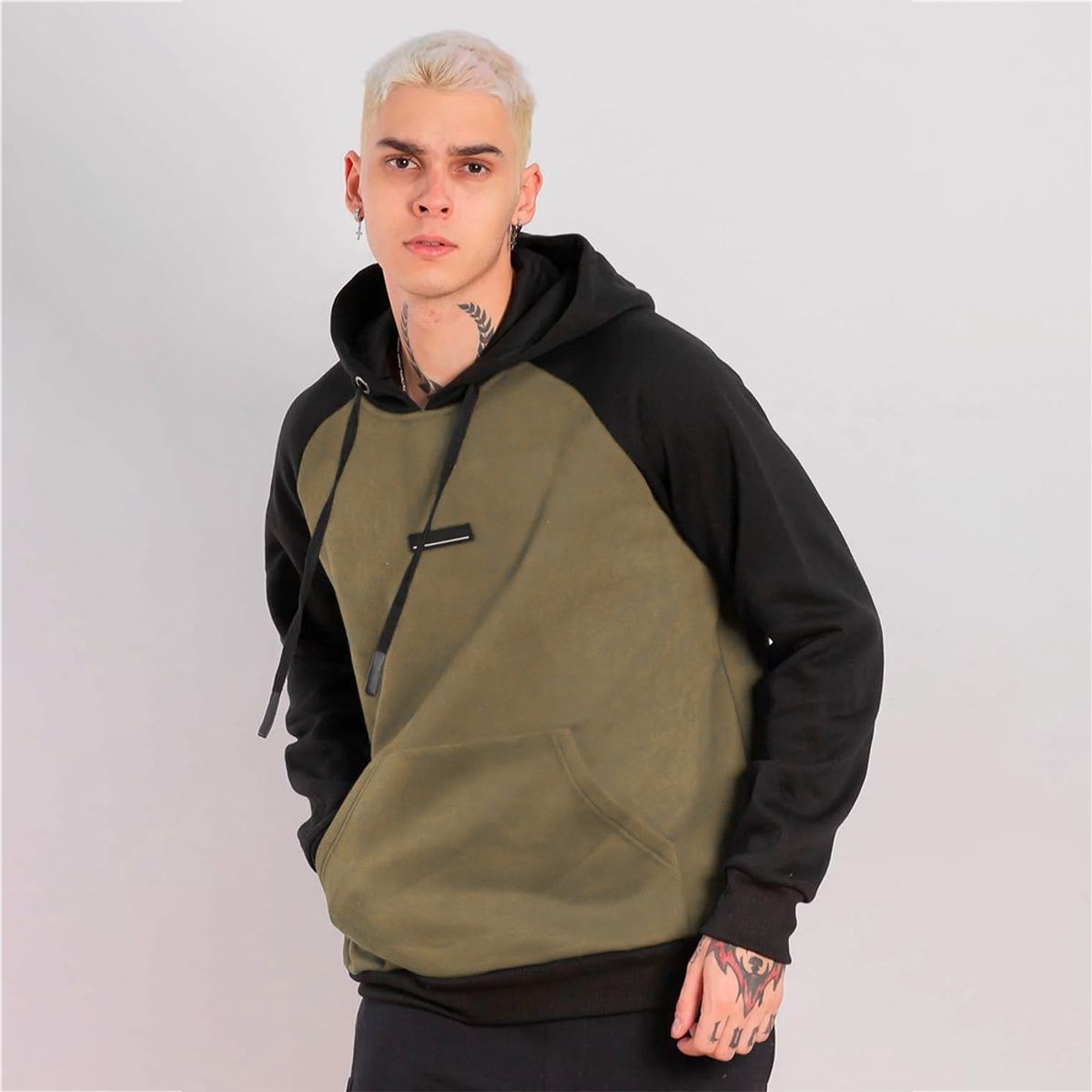 GANGSTER - Polerón Hoddie Fleece Everyday Verde Gangster