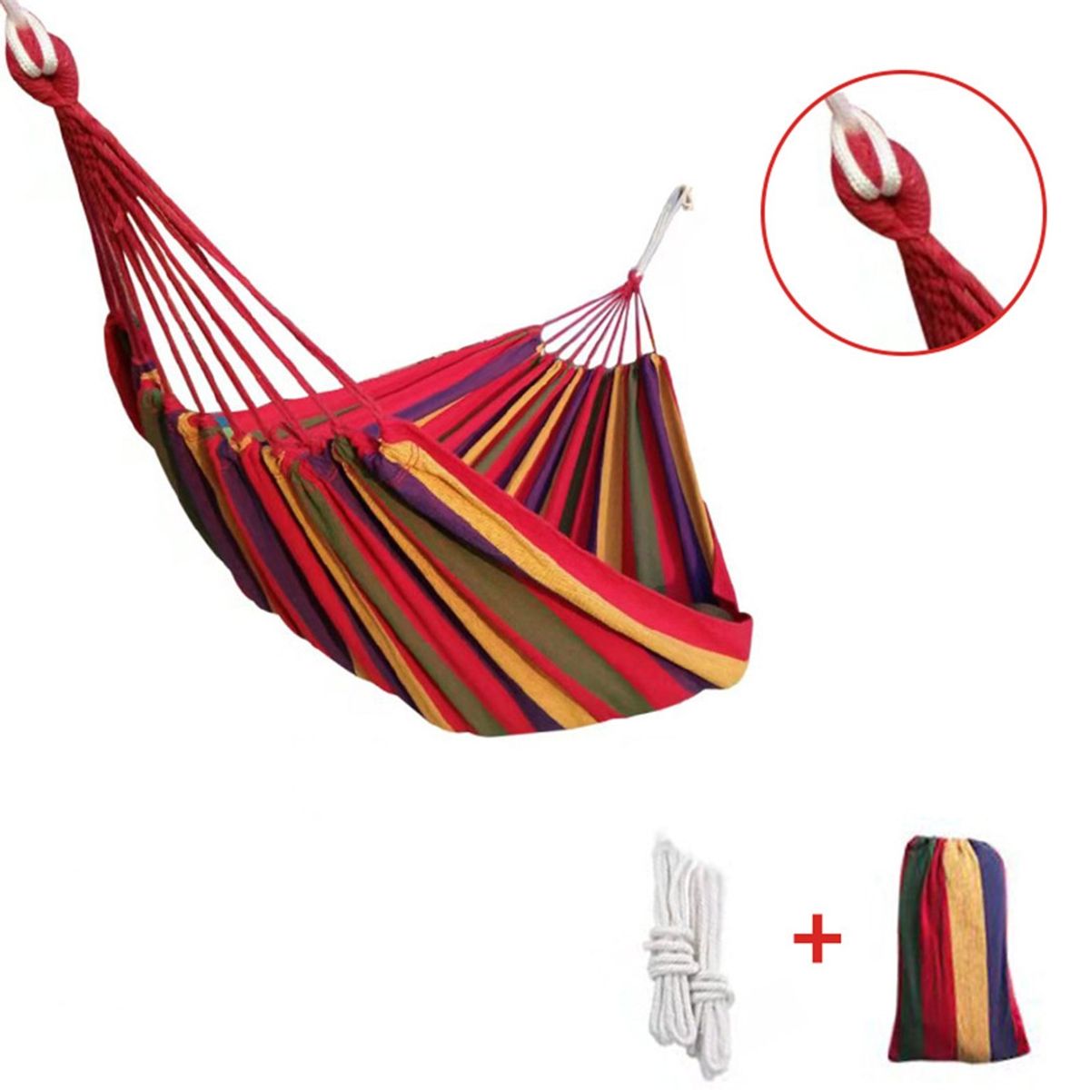 BABYLUNA - Hamaca Algodón Para Patio O Camping 190cm Rojo