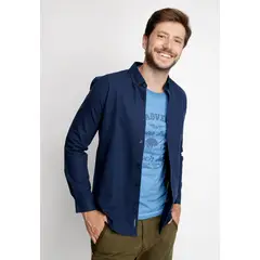 FEROUCH - Camisa Franela Lisa F Azul