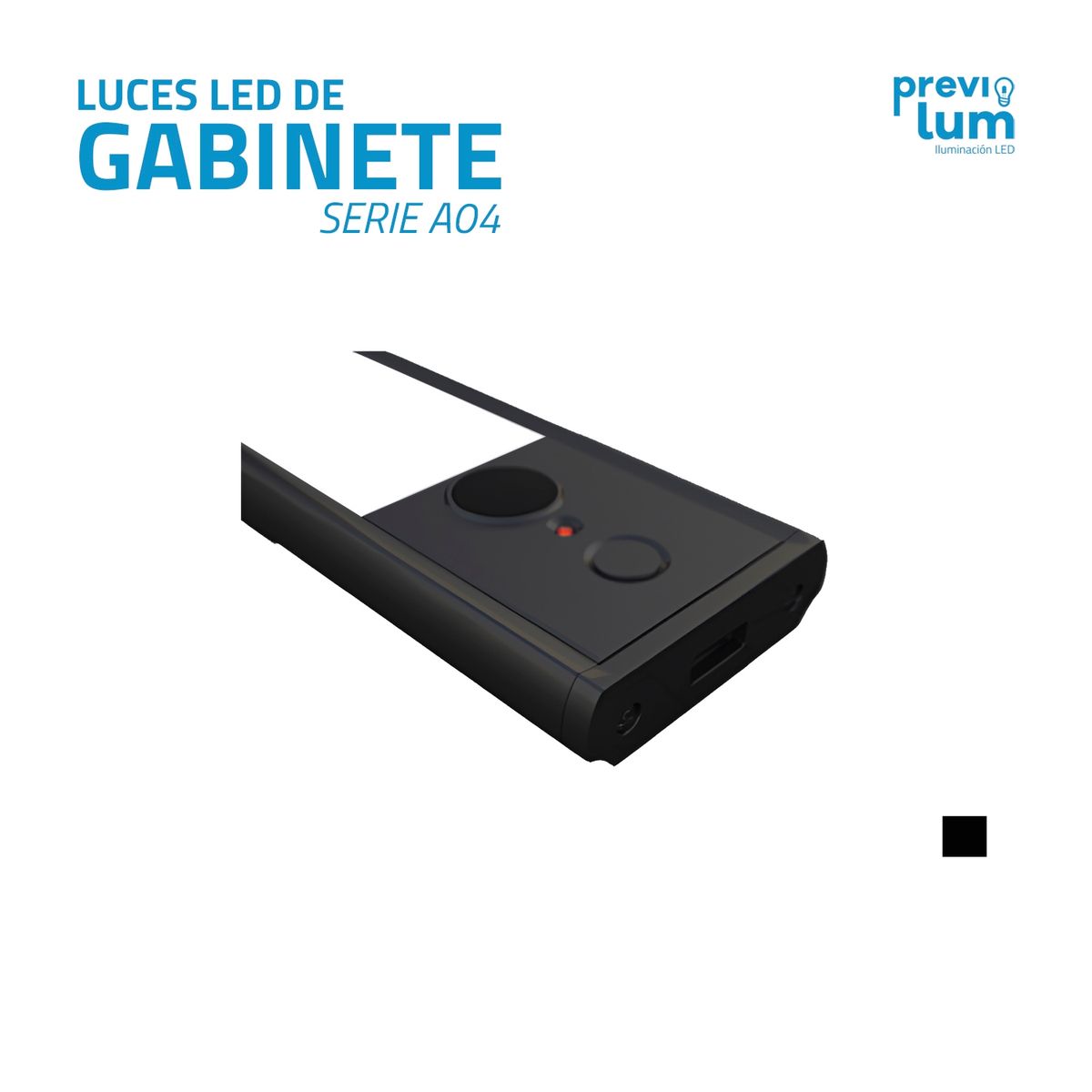 PREVILUM - LUZ DE GABINETE 40CM RECARGABLE USB-C 3 LUZ EN 1 NEGRA