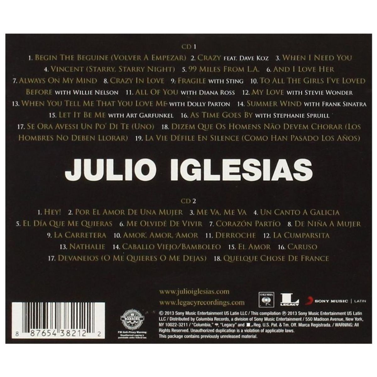HITWAY MUSIC - JULIO IGLESIAS - 1: GREATEST HITS (2CD) - CD HITWAY MUSIC