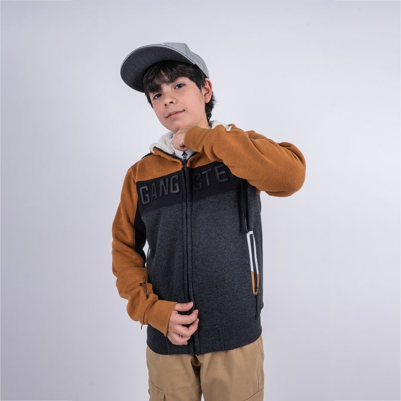 GANGSTER - Niño Polerón Fullzipper Fleece Fun Negro Gangster