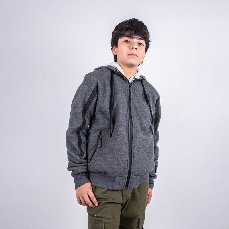 GANGSTER - Niño Polerón Fullzipper Sherpa Shine Gris Gangster